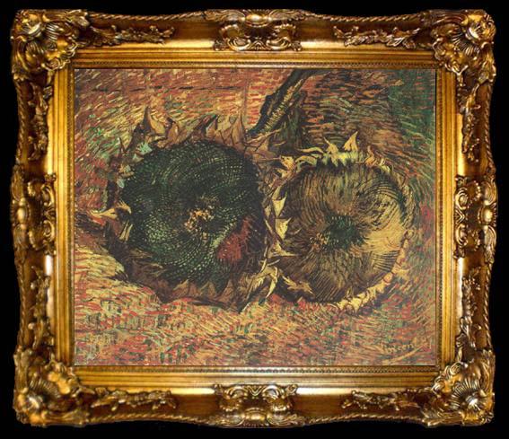 framed  Vincent Van Gogh Two Cut Sunflowers (nn04), ta009-2